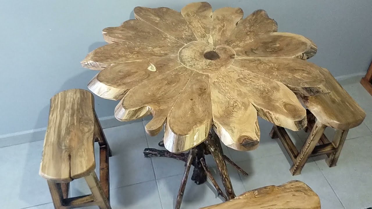Great Table Making  Başka Yerde Yok . Doğal Kütük Masa Yapımı