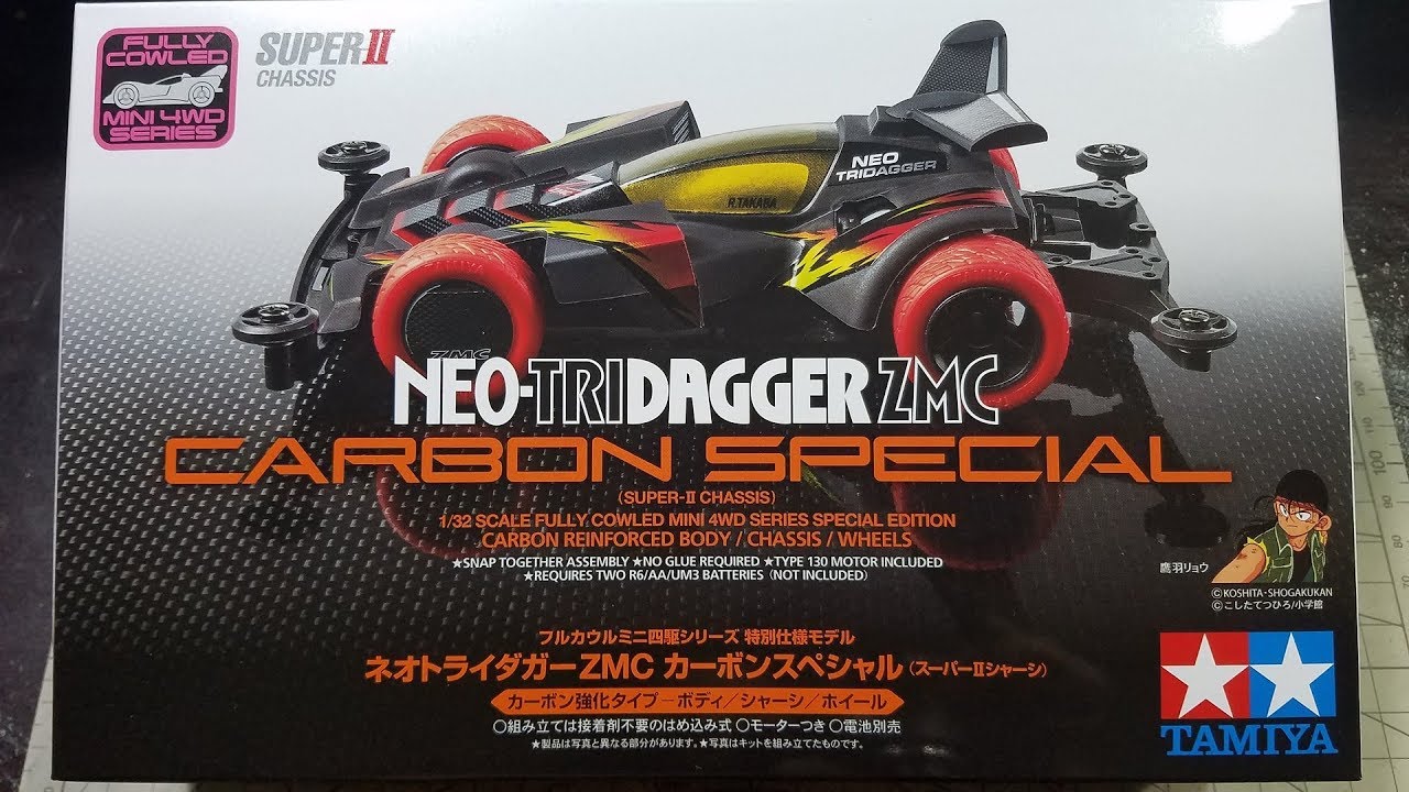 【ミニ四駆】Комплекты Tamiya Mini 4WD: Neo-Tridagger ZMC Carbon Special 95508