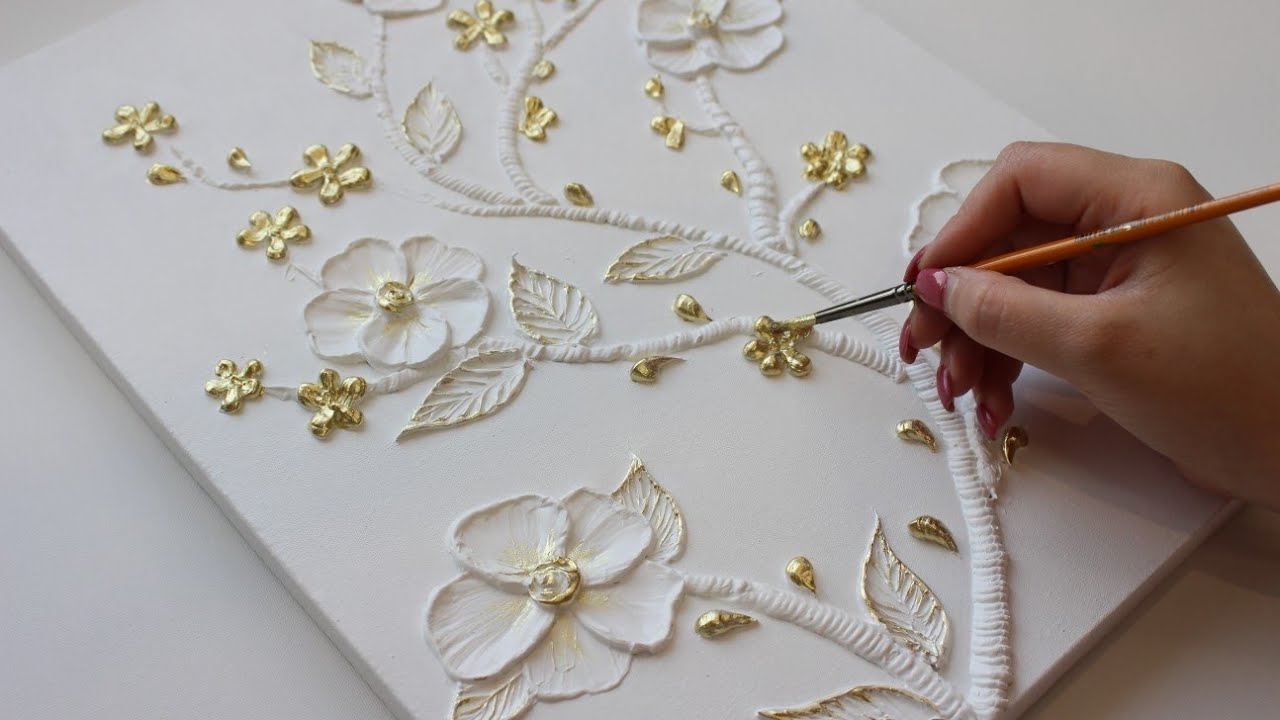 How to Paint Easy Textured Flowers Art on Canvas | DIY Tutorial step-by-step