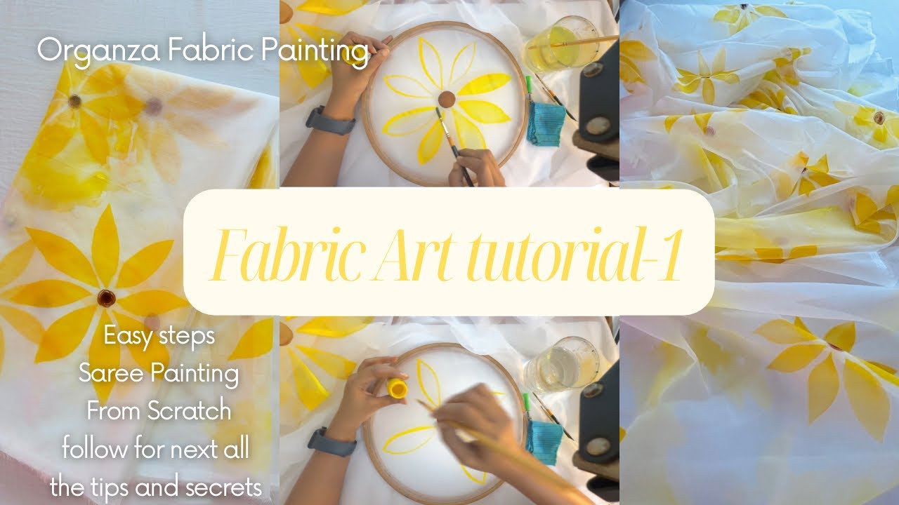 Saree painting tutorial-1, Organza | Fabric Art Class Online #arttutorial #sareepainting  #organza 