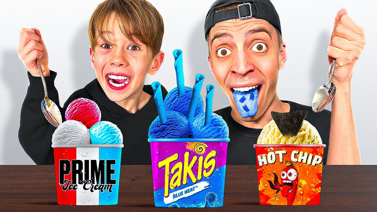 KLEINER JUNGE testet VERBOTENE EISSORTEN! 😳 (Takis, Prime...)