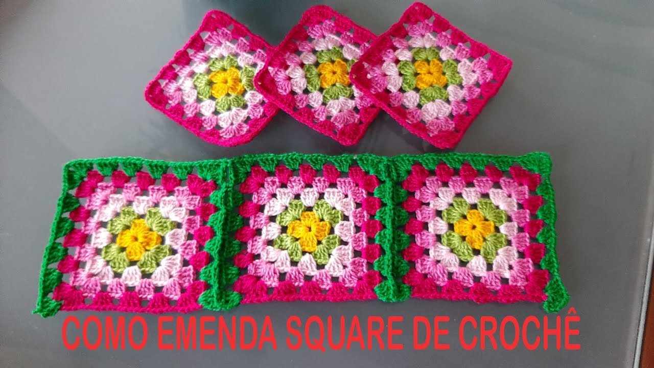 Como emendar square  de crochê sem cortar o fio,Por Neddy Ghusmam