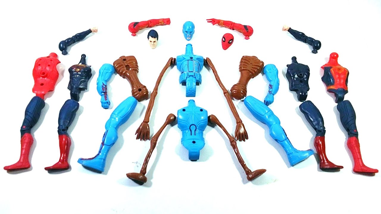 AVENGERS SUPERHERO TOYS CAPTAIN AMERICA VS SIRENHEAT VS SUPERMAN VS SPIDER-MAN RED...