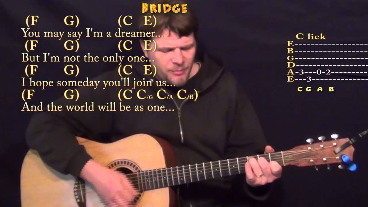 Imagine (John Lennon) Strum Guitar Cover Lesson in C with Chords/Lyrics #imagine #johnlennon