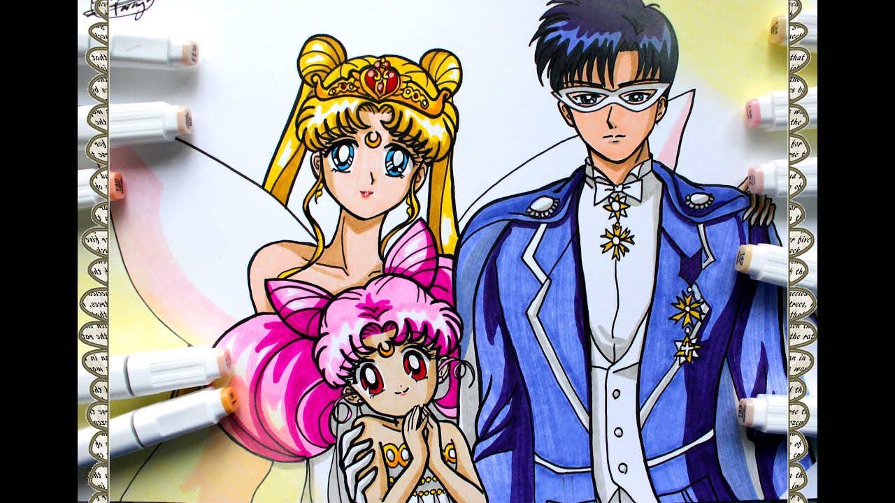 Cómo Dibujar a La Familia Real de Sailor Moon How To Draw Neo Queen Serenity Endimion + Chibi Moon