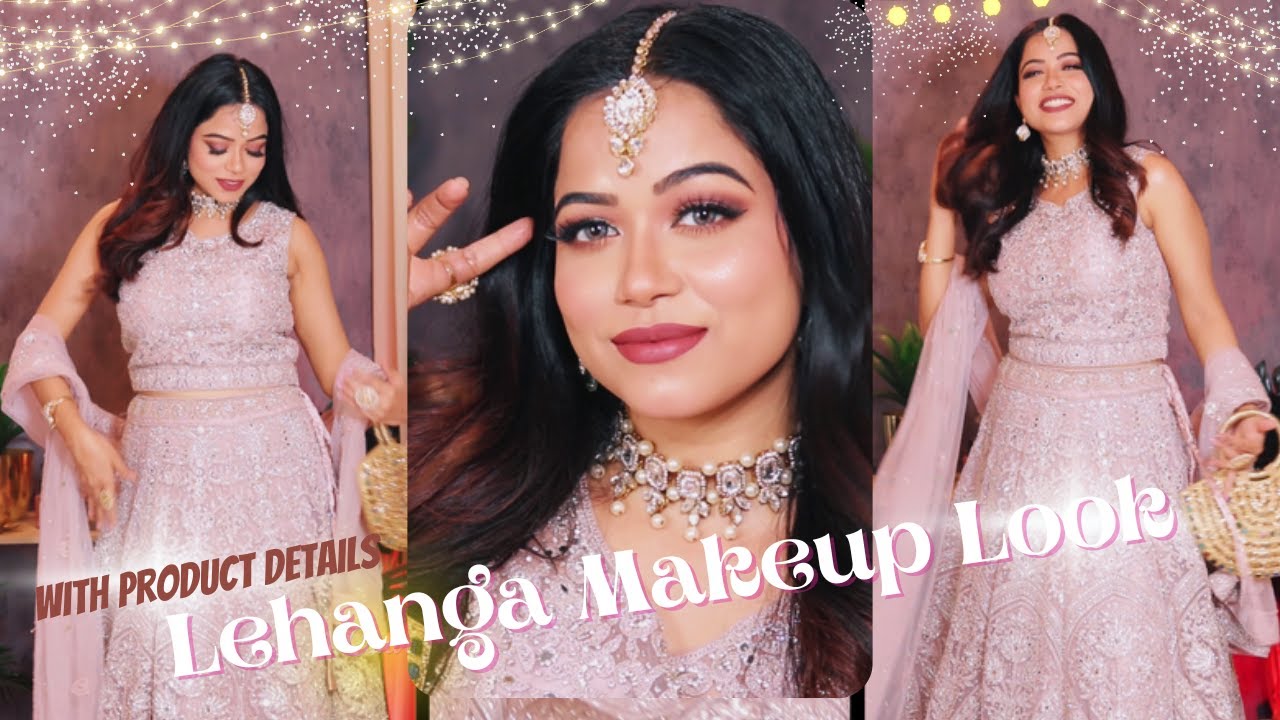 Wedding Guest Makeup & Lehanga Look 😍🤳| One Brand Makeup ✨💄#weddingguest #Lehanga #partymakeup