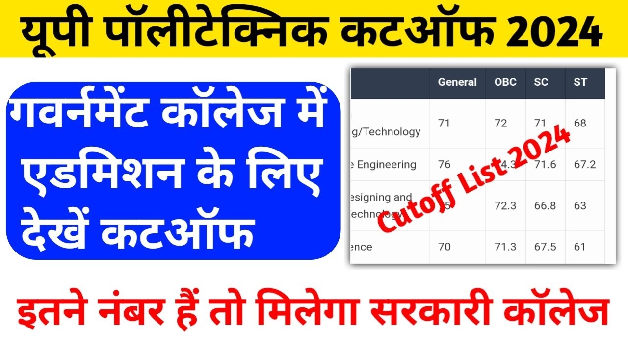 JEECUP CUTOFF 2024 || UP Polytechnic Cutoff 2024 #jeecup_news #polytechnic