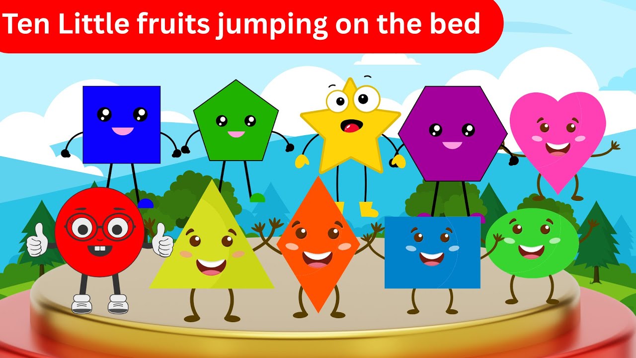 Ten Little Shapes Jumping on the Bed | Fun Shapes Song for Kids | Learn Shapes with Nursery Rhyme