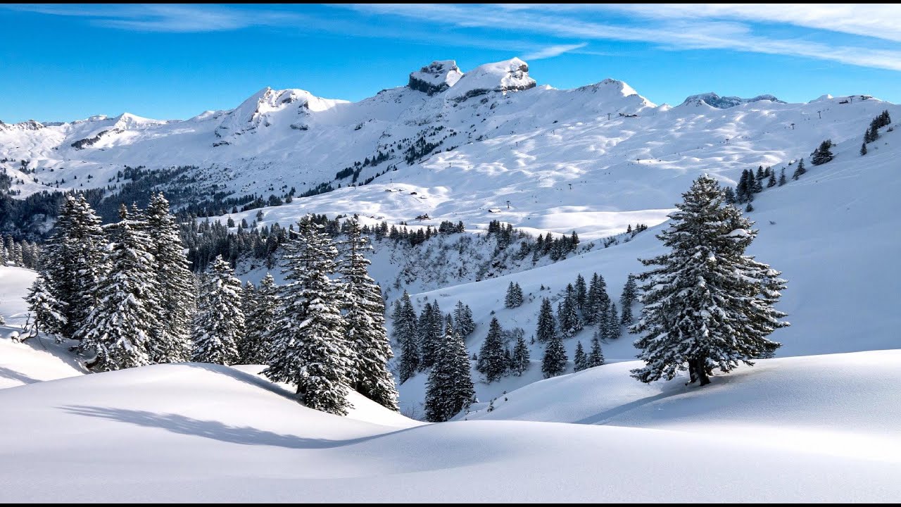 Belas paisagens nevadas com música relaxante