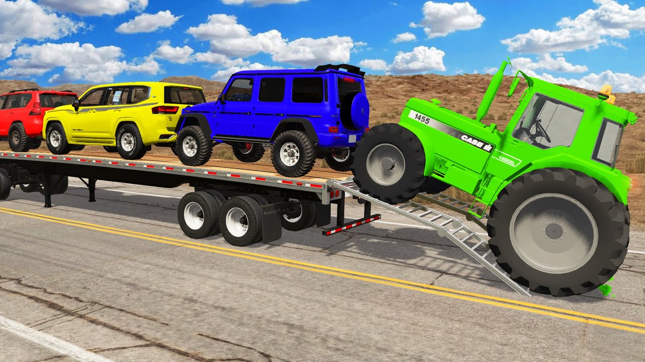 Flatbed Truck Mcqueen | Transportation with Truck - Pothole vs Car #14 - BeamNG.Drive