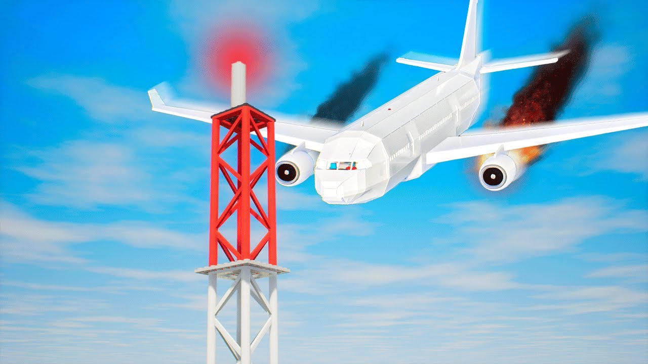 RADIO TOWER vs PLANES - Airplane Crash in BRICK RIGS