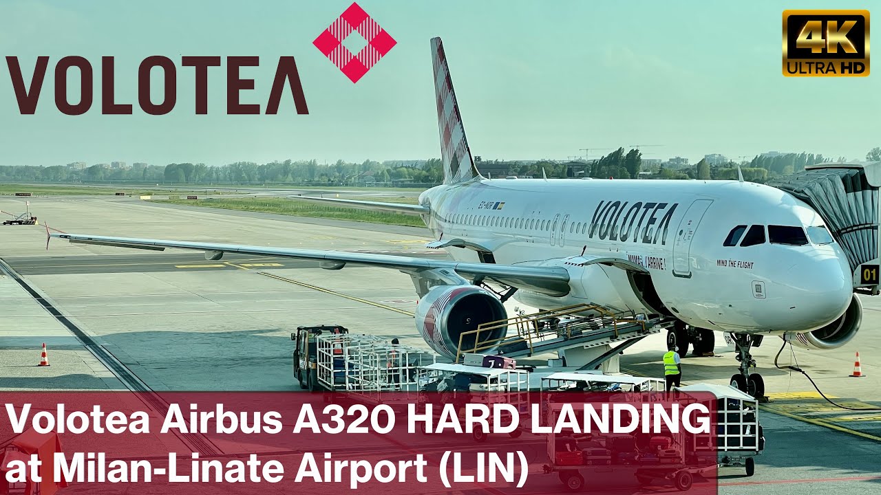 [4K] Volotea | Airbus A320-216 | Turbulent Approach & HARD LANDING at Milan Linate Airport