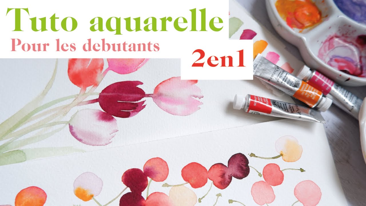 Tuto aquarelle 2 en 1 ! Tulipes&Cerises