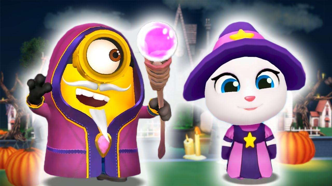 Sorcerer Stuart Minion Vs Witch Angela ! Minion rush Vs Talking tom gold run