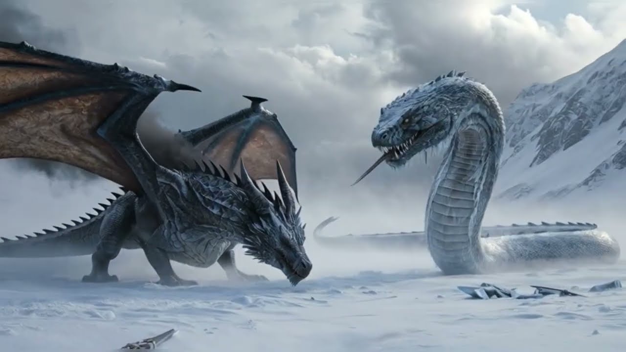 The 50-Foot Ice Snake vs Fire Dragon | Epic Frozen Battle Story #4k
