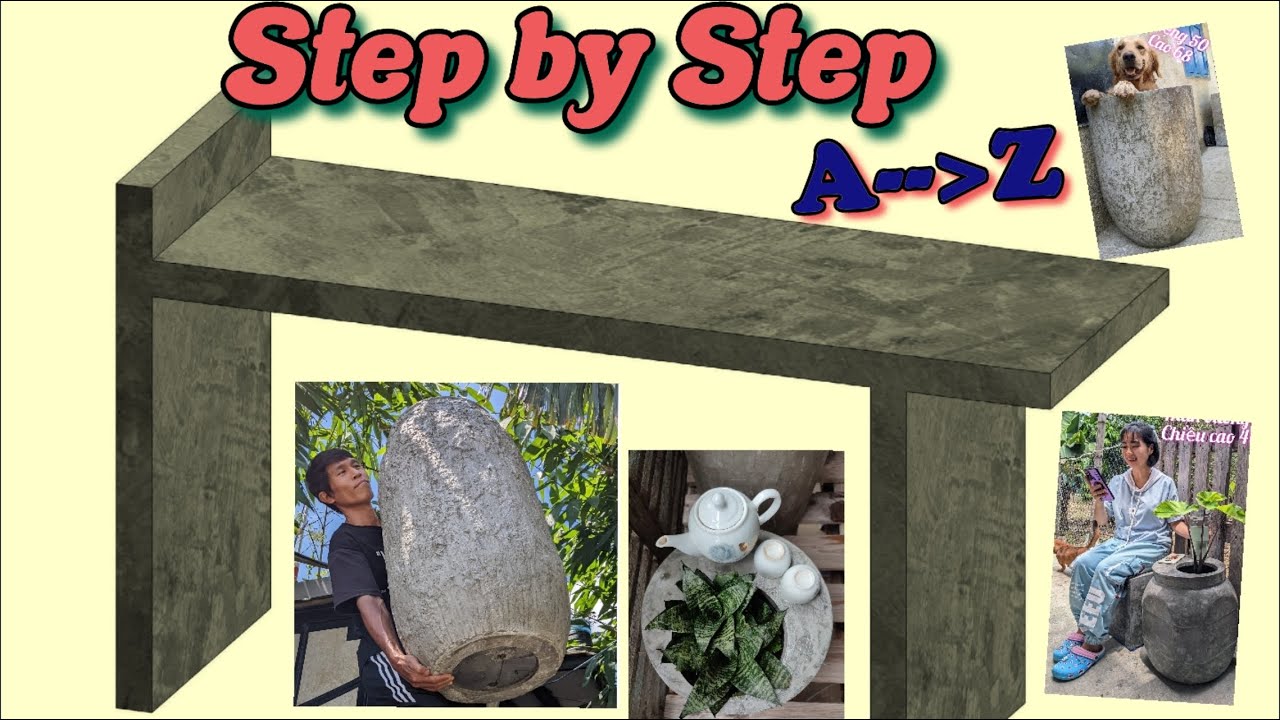 Cách làm chậu xi măng nhẹ - How to made lightweight cement pot.