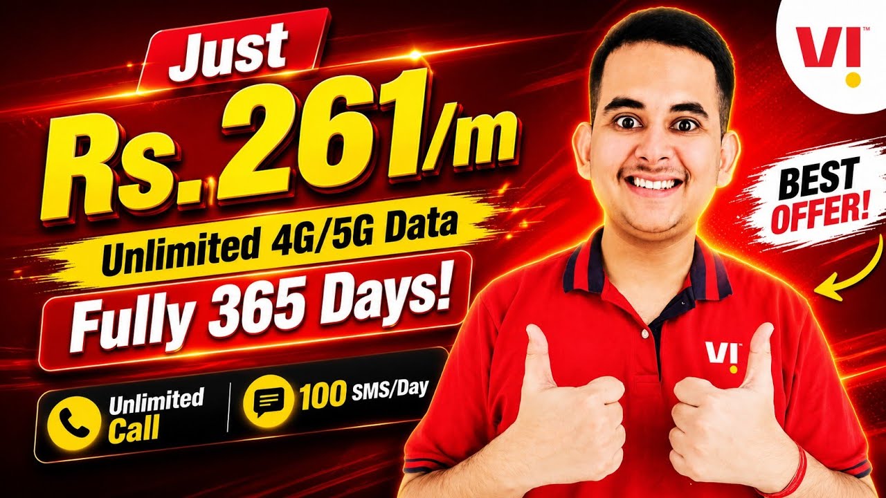 Vi Rs 261/Month Unlimited Data Plan 2026! 😱 365 Days Validity | Best Vi Annual Recharge?