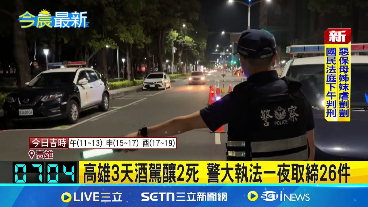 高雄3天酒駕釀2死 警方大執法一夜取締26件違規 盼能阻止酒駕行為│記者 粘菀瑄 涂永全│新聞一把抓20250513│三立新聞台