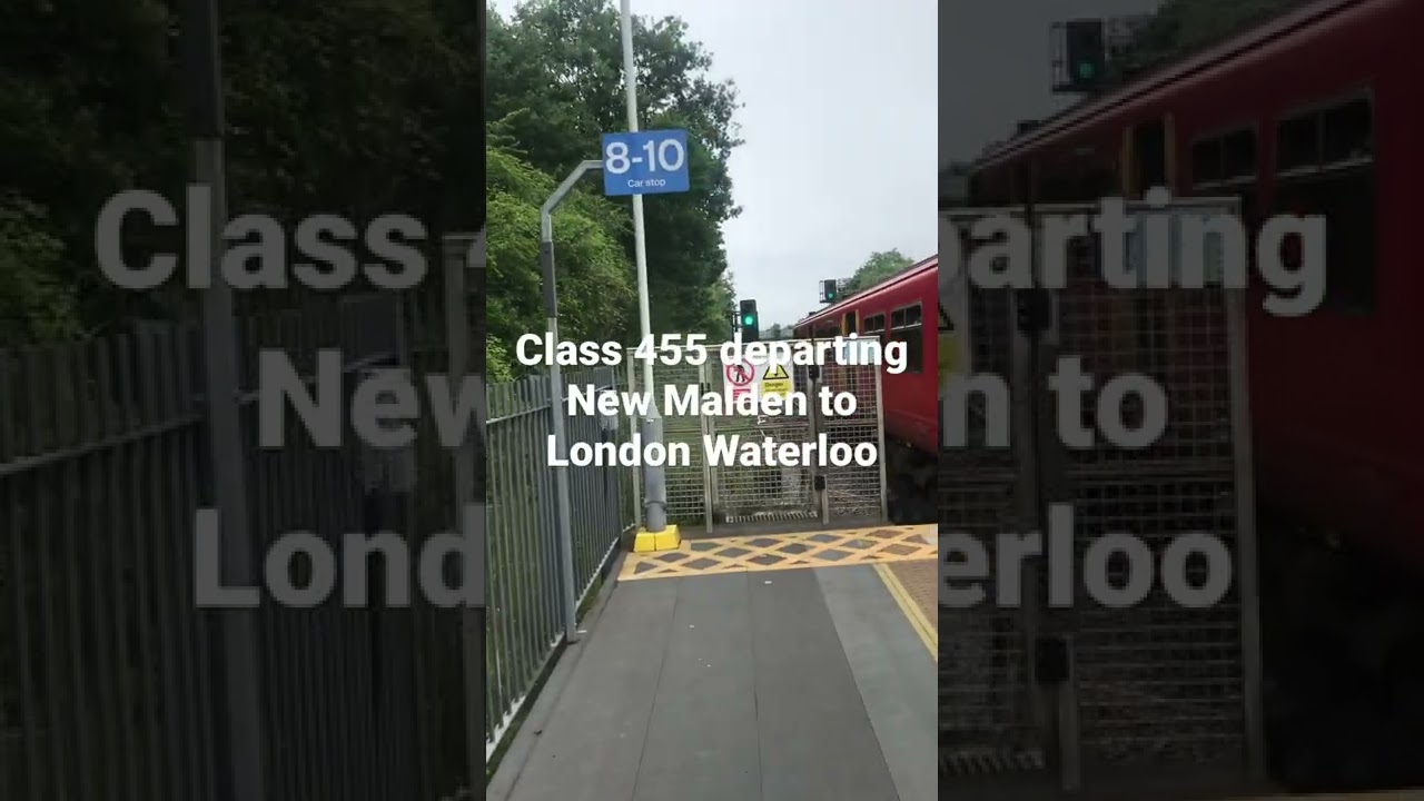 Class 455 departing New Malden bound for London Waterloo with two loud horns