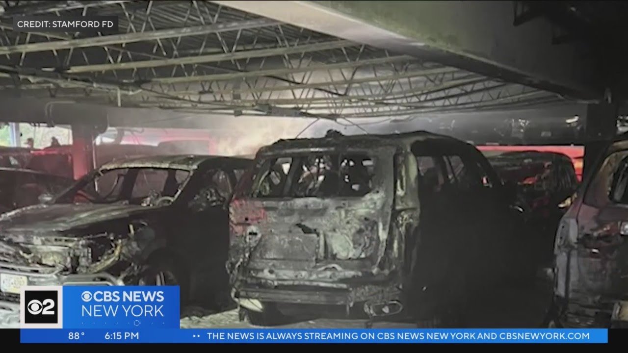 Over a dozen vehicles damaged in Stamford hotel parking garage fire