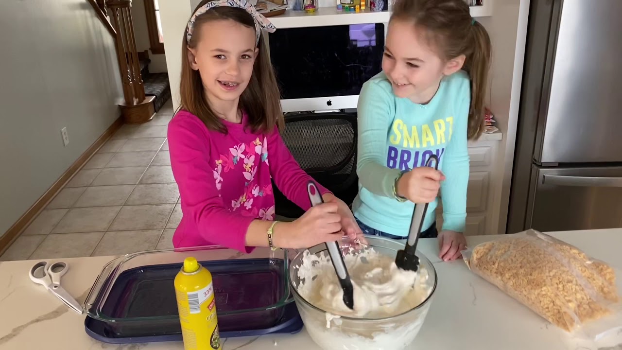 Hallie and Hannah baking show...messy, gooey, marshmallow fun!