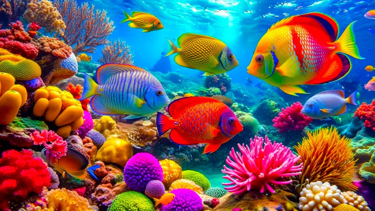 Whispering Blue Serenity – 4K Aquarium with Coral Reef and Relaxing Sounds #3