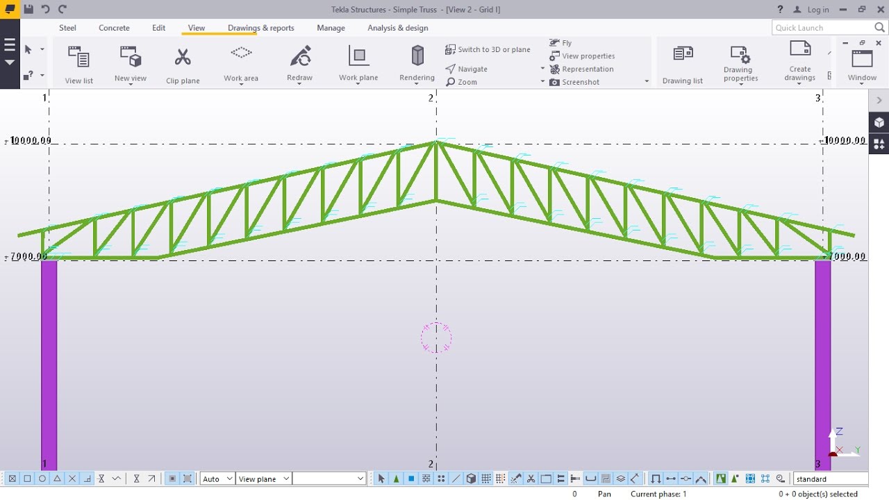 Truss Creation Using Hollow Sections in Tekla Structures