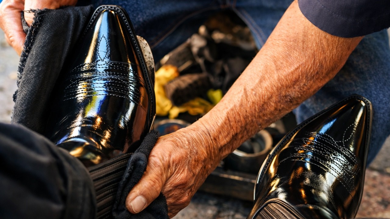 This is how Black Cowboy Boots sound when polished | ASMR
