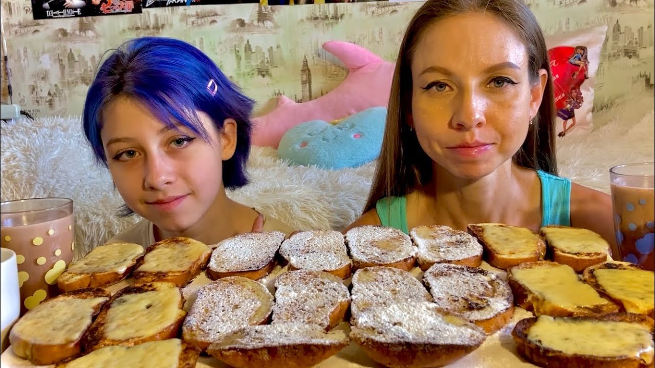 МУКБАНГ ЗАВТРАК/🍞ГРЕНКИ С КАКАО NESGUIK/MUKBANG BREAKFAST/TOAST COCOA NESGUIK