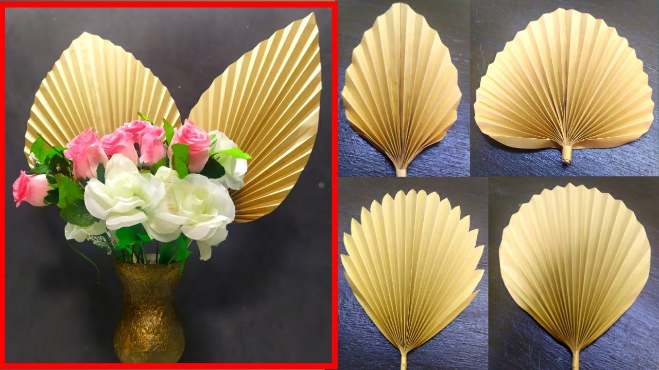4 easy DIY paper palm leaves for decoration | cara membuat daun palem kering dari kertas