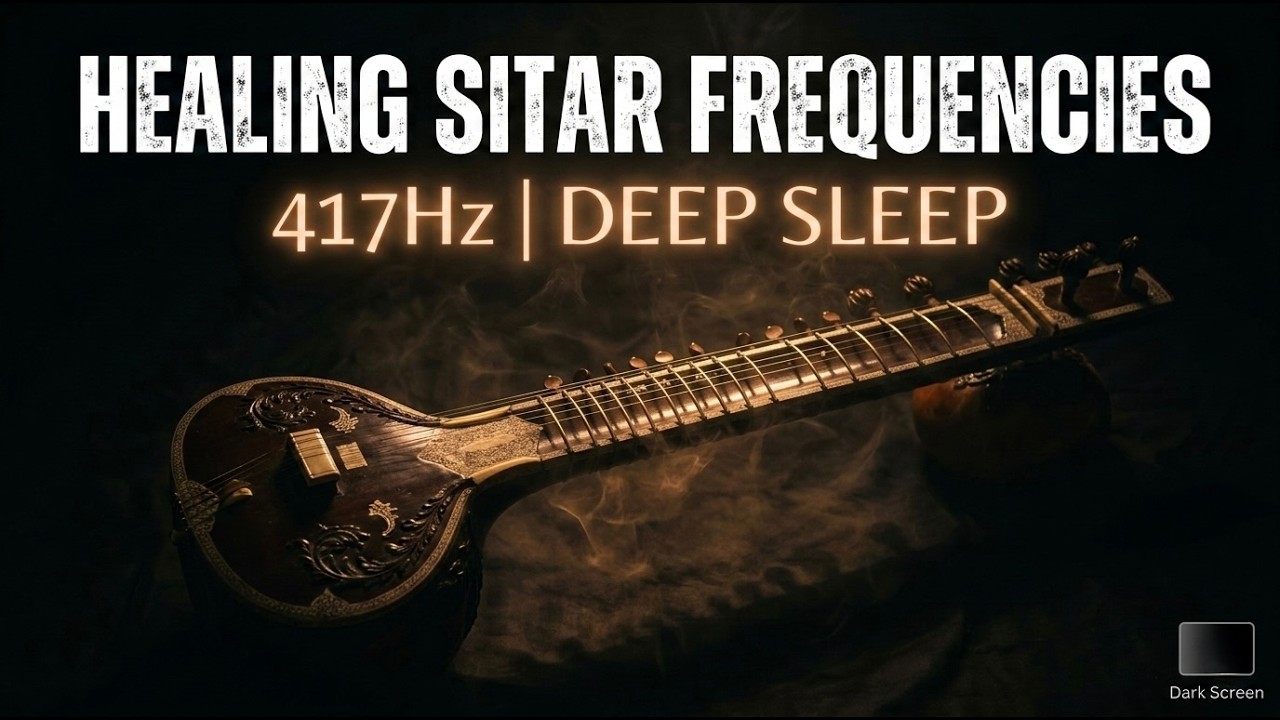 417Hz Sitar Frequencies | Wipe Out Negative Energy | Pure Dark Screen | Sleepmaxxing