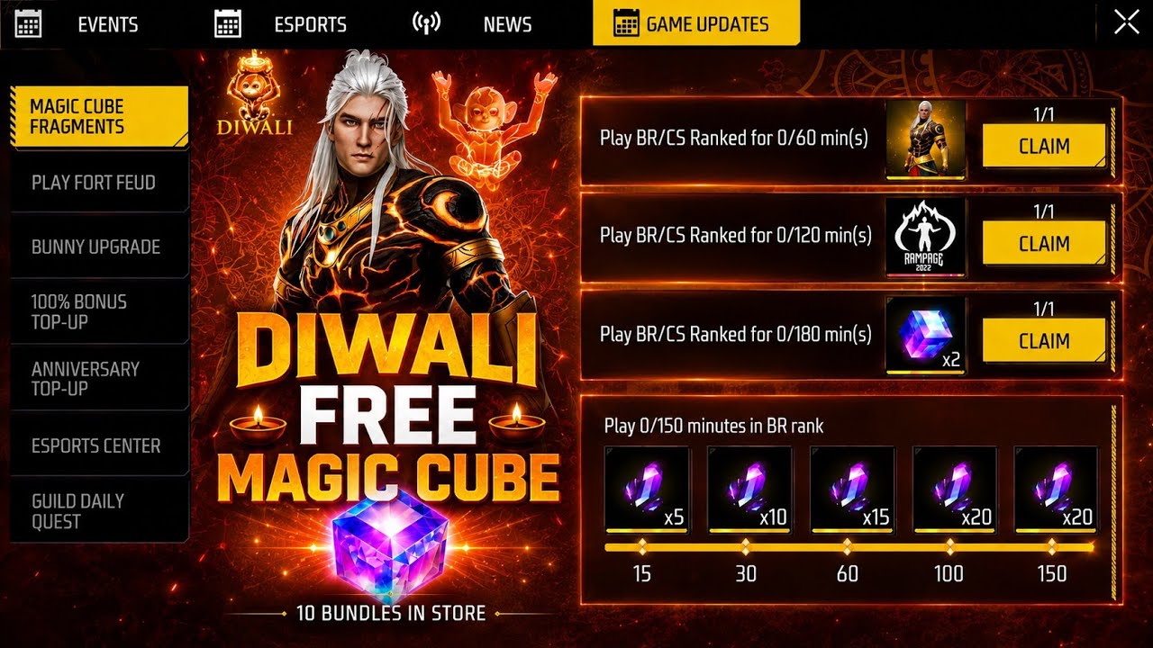 DIWALI 🪔 FREE MAGIC CUBE CONFIRMED 🤯 | NOVEMBER 8 MAGIC CUBE STORE UPDATE ✅ FREE FIRE NEW EVENT