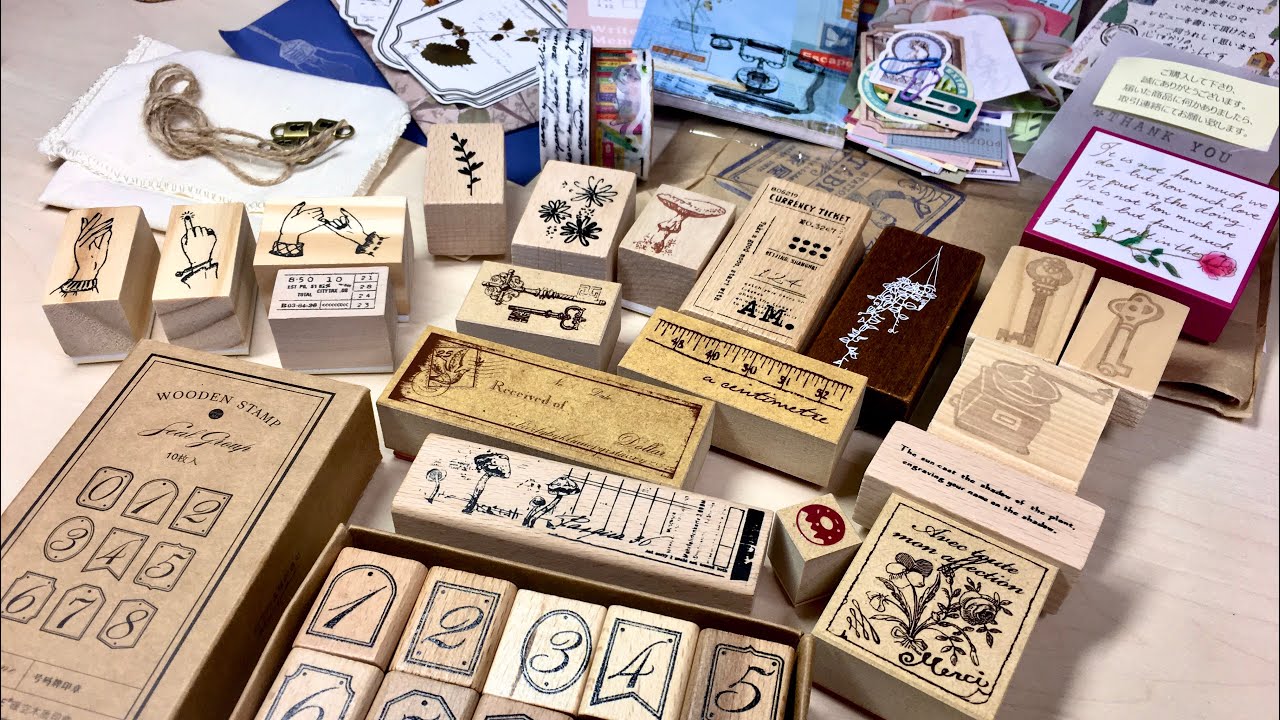 紙モノ♡購入した大量のスタンプを開封します（Wood Stamps and Stationery  Haul ♡）
