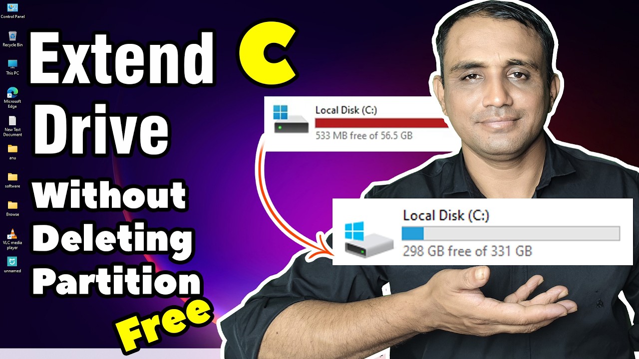 How to Extend C Drive in Windows 10 & 11 Without Deleting Any Partition  100% Free Method