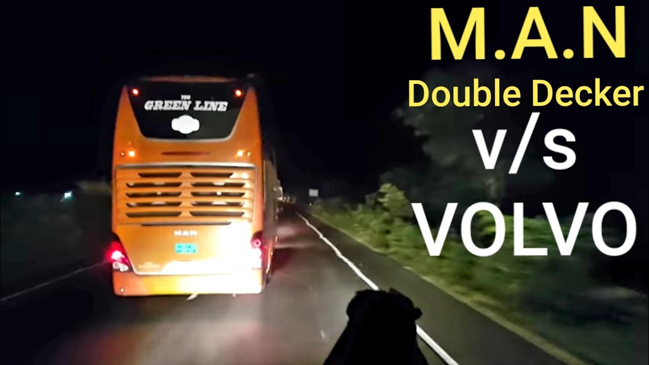 Double decker bus was on racing mood😱MAN 24.460 vs VOLVO B9R✌️Thrilling bus driving💥VOLVO BUS RACING
