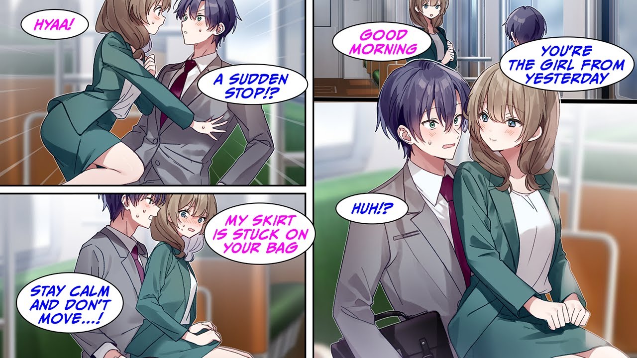 [Manga Dub] When the train suddenly stopped, I accidentally pressed close against a beautiful woman