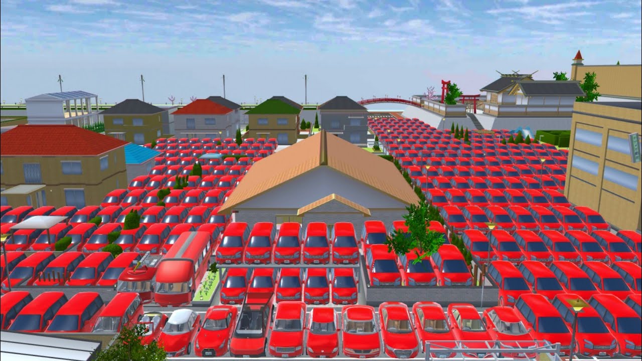 ALL RED COLOUR SUPER CAR COLLECTION AT NEAR GIRLS HOME 🚔🚒🤯😱✅. SAKURASCHOOLSIMULATOR 😍🤣🚔🚒✅✅
