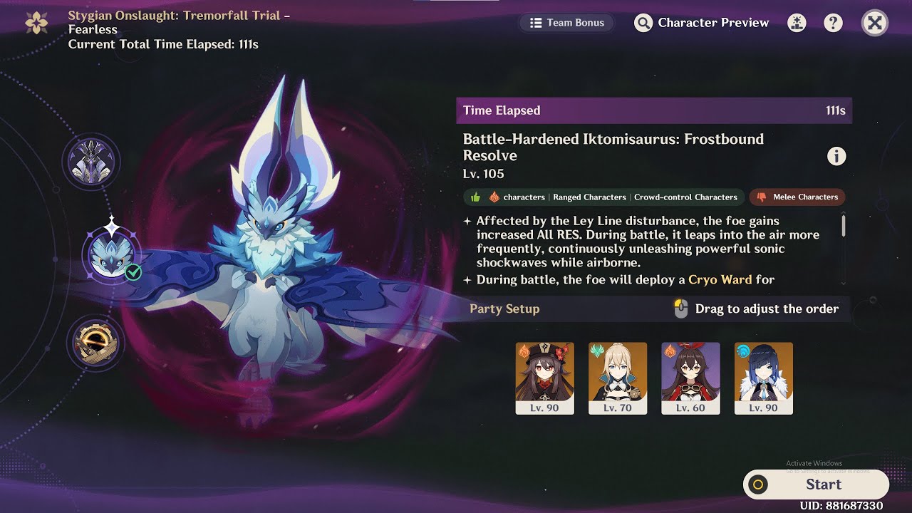 C1 Jean LV 70 - Fearless Difficulty - Jean Fall Damage - New Stygian Onslaught 6.2 | Genshin Impact