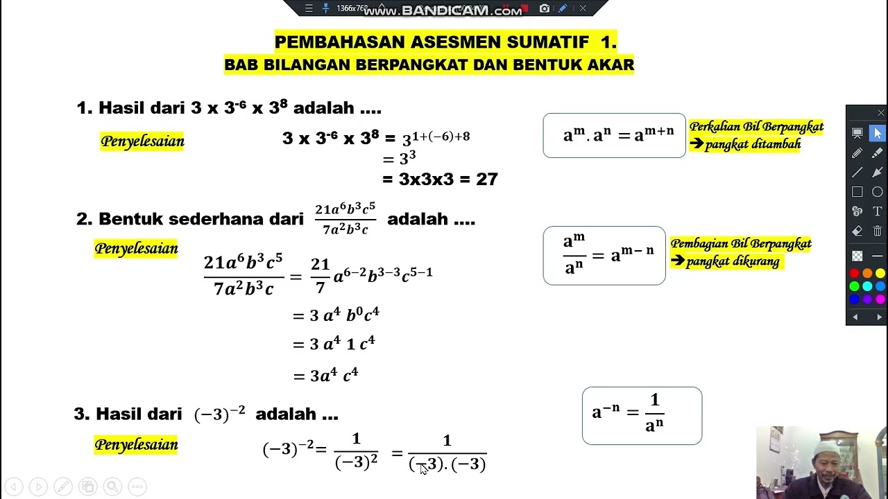 PEMBAHASAN ASESMEN SUMATIF1 No 1 6 BILANGAN BERPANGKAT#V1aB1K9#AAAMAT#KEREN@paiyosadewo5721