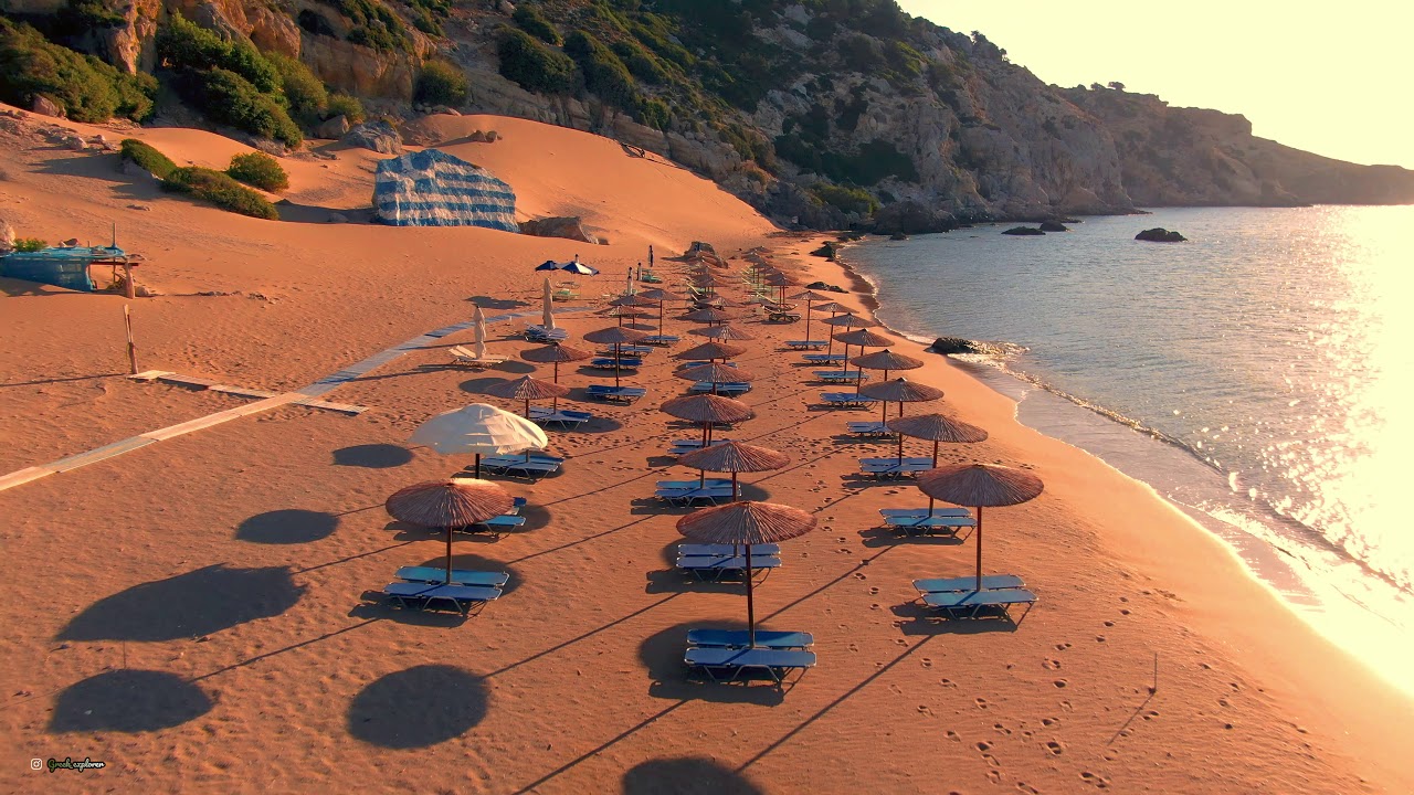 Παραλία Τσαμπίκα/Tsambika beach - Rhodes island Greece 4K
