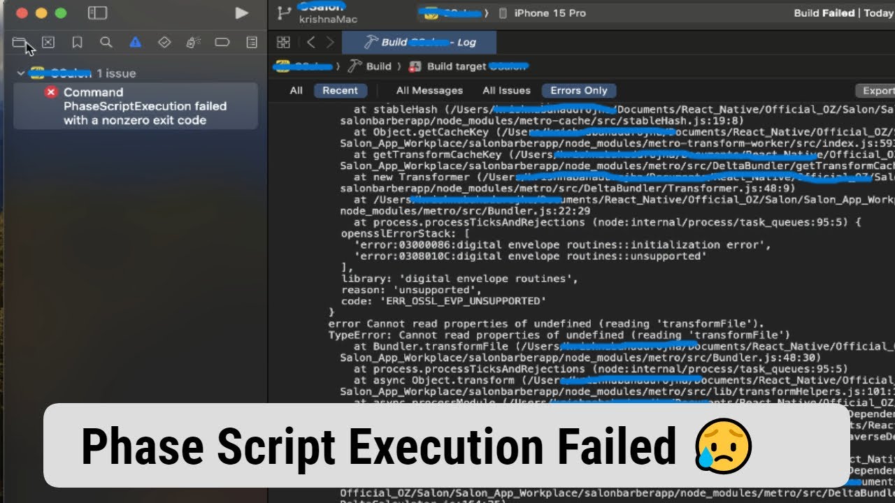 How to solve Phase Script Execution error in Xcode || Building archive