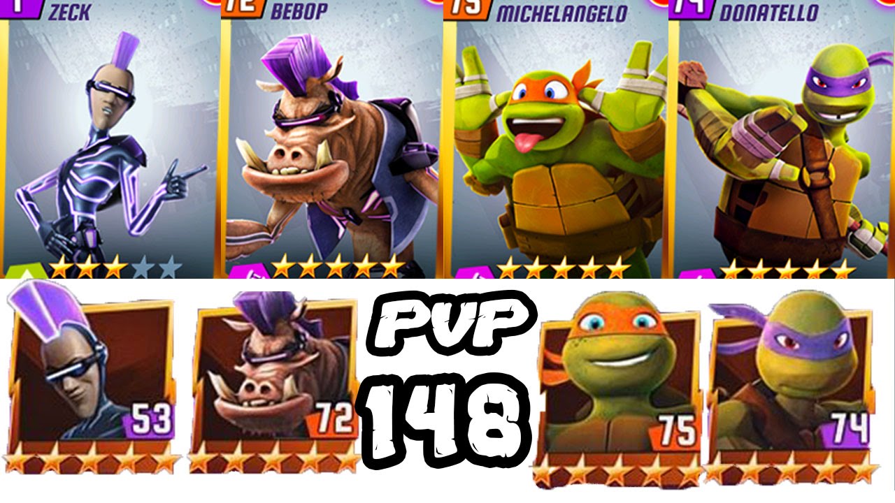 TMNT Legends PVP 148 (Bebop, Zeck, Michelangelo Legend, Donatello Legend)