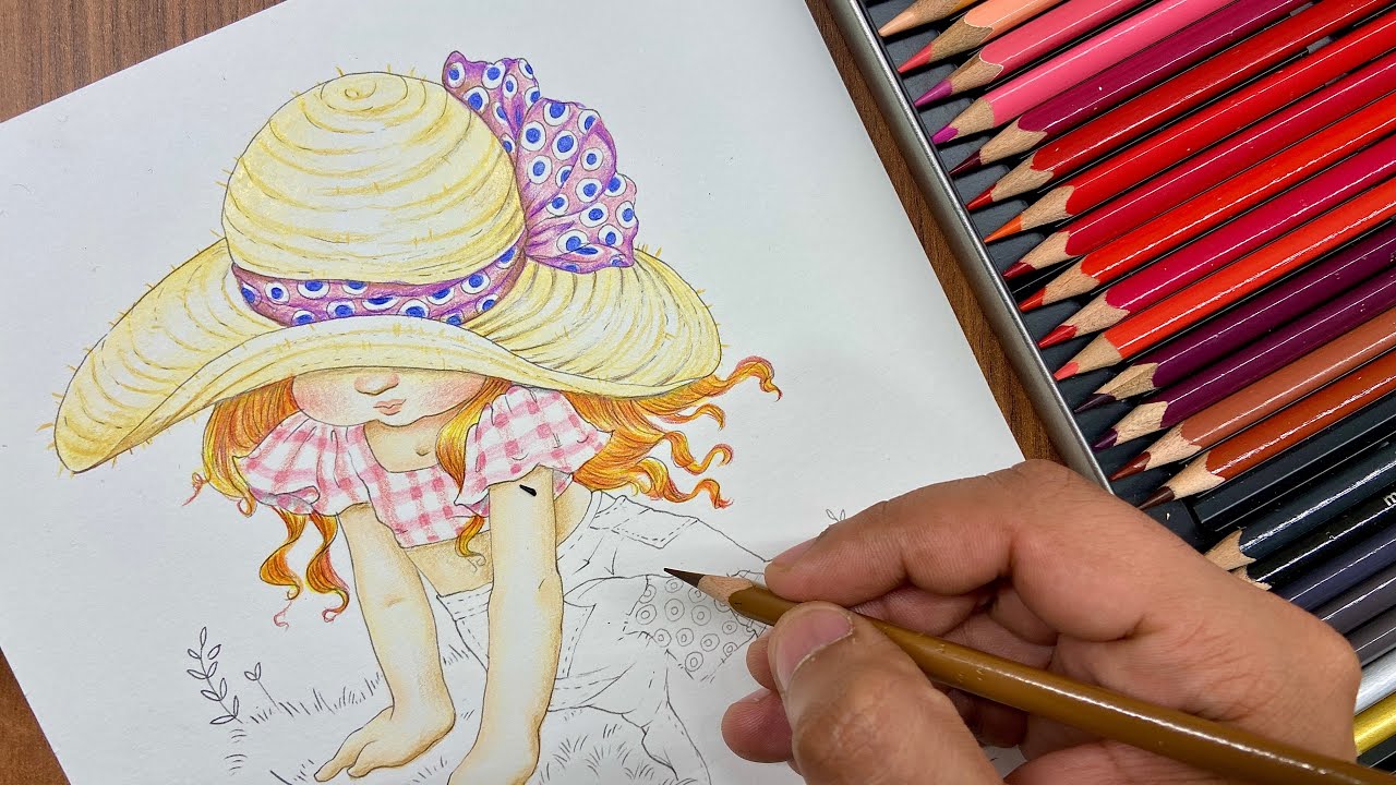 Pintura ilustração Sarah Kay com lápis de cor  - Márcio Graff
