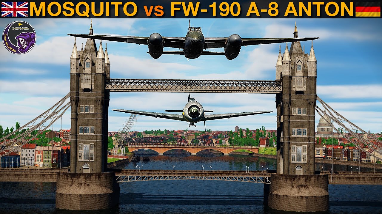 Mosquito vs FW-190 A-8 Anton: Dogfight Under Tower Bridge, London | DCS