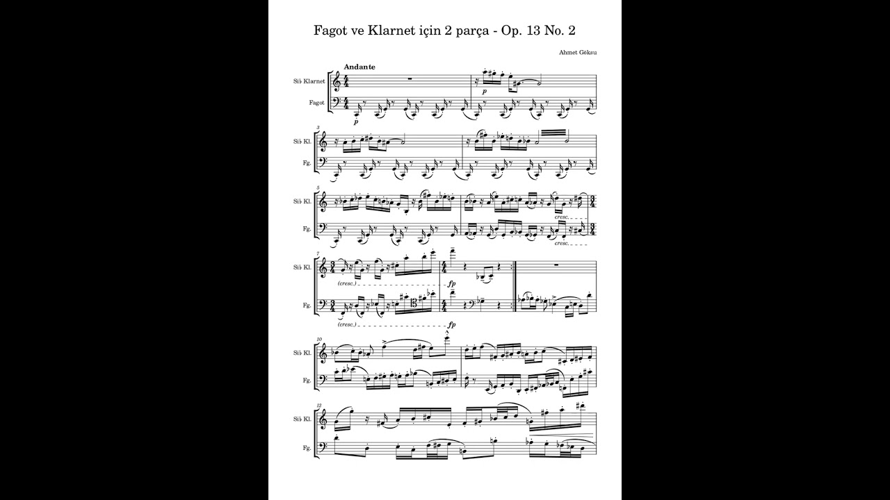 Fagot ve Klarnet için 2 parça - Op. 13