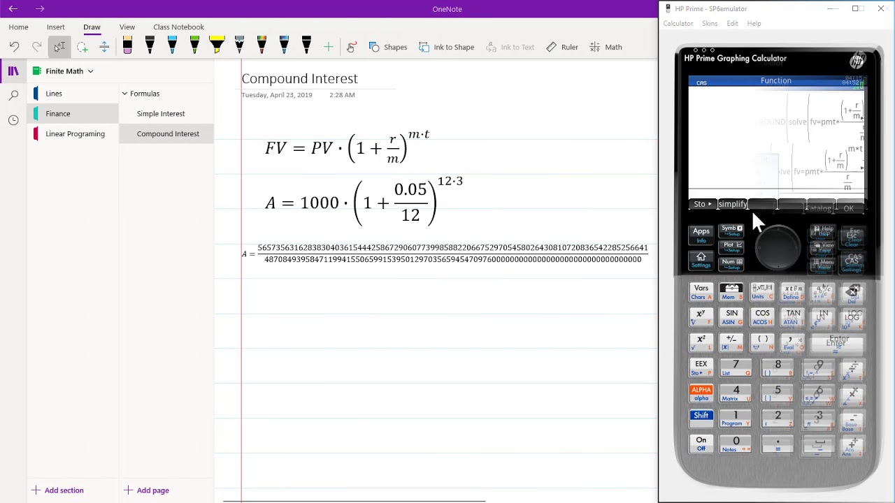 HP Prime Onenote Compound Interest