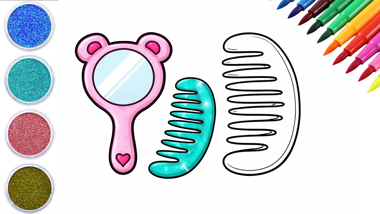 Cute Hand Mirror and Comb Drawing | Easy Art for Kids & Beginners