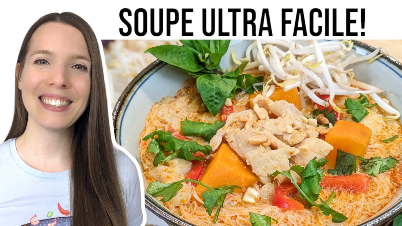 Comme au Resto: Soupe Thaï Cari Rouge et Lait de Coco - HOP DANS LE WOK