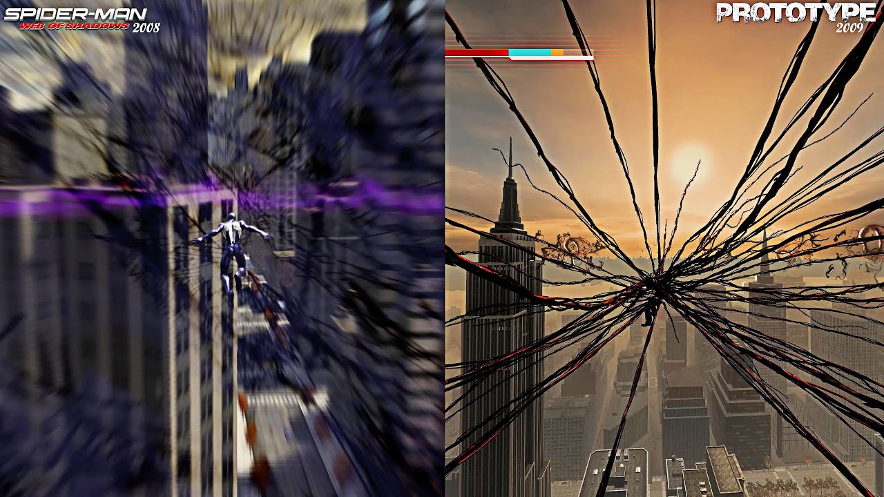 Spider _ Man Web Of Shadow 2008 Vs Prototype 2009 | Comparison