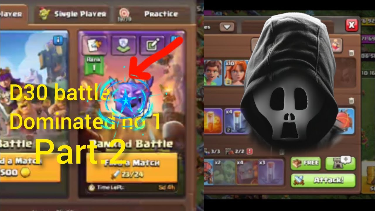 COC D30 P2 rank battle perfect Attacks watch it (Clash in shadows)